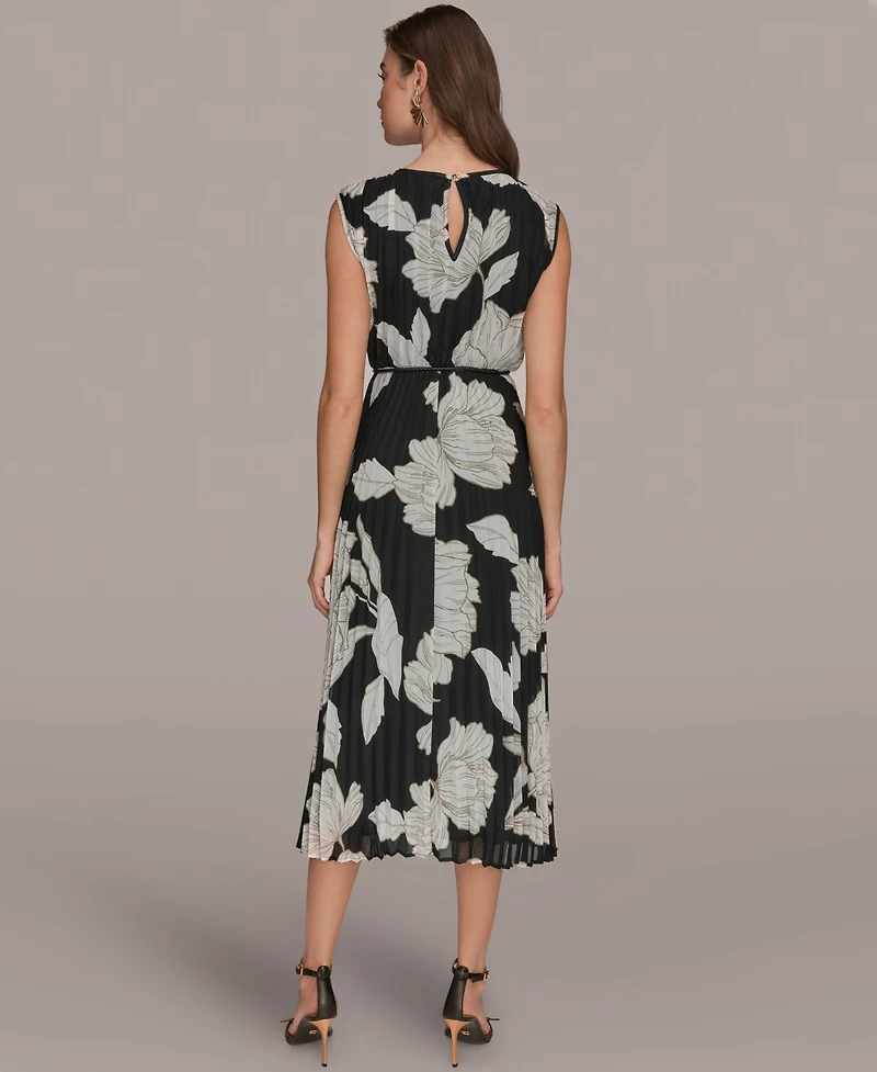 Donna Karan New York Women's Floral Crew neck Midi Dress