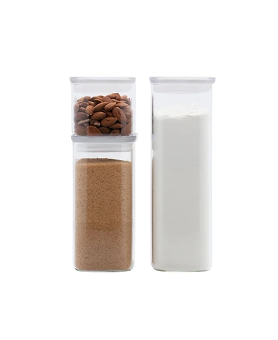 Pebbly Rectangular All-Glass Canisters Assorted, Set of 3