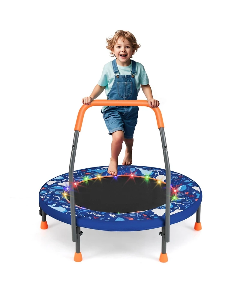 Sugift Mini Trampoline Folding Small Rebounder for Kids with Lights