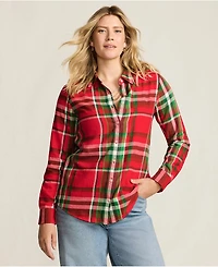 Lands' End Women's Petite Flannel Boyfriend Fit Long Sleeve Shirt