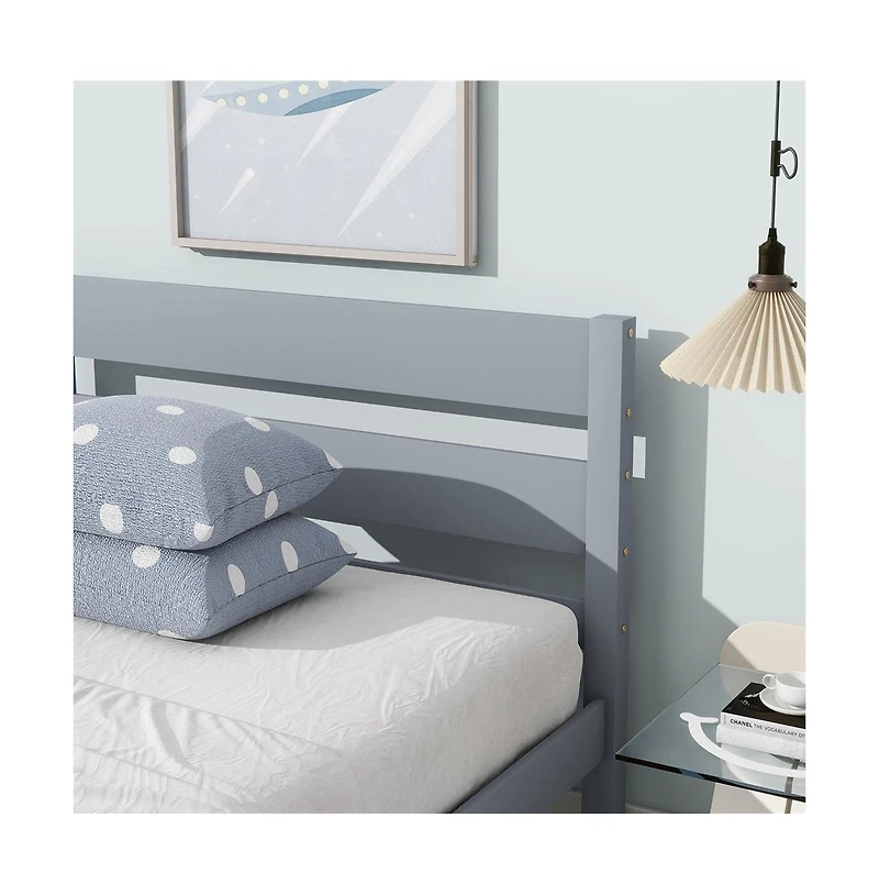 Cesicia Twin Bed with Headboard & Footboard Solid Rubber Wood Space-Saving