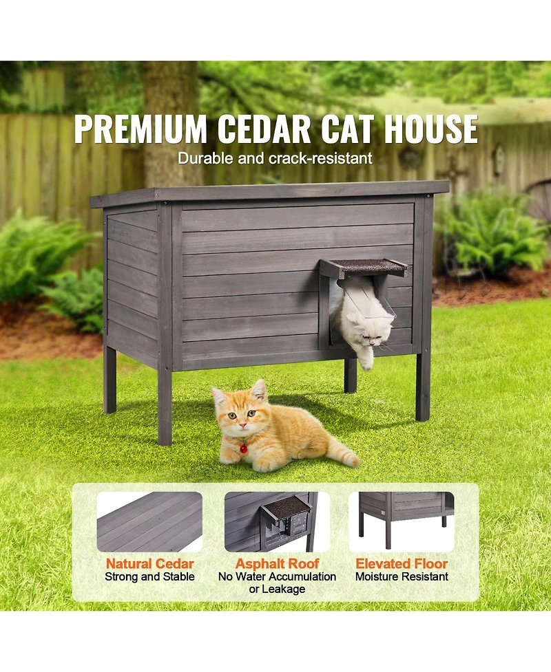 Cozito Insulated Wooden Outdoor Cat Shelter with Foam Lining, 34