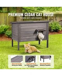 Cozito Insulated Wooden Outdoor Cat Shelter with Foam Lining, 34