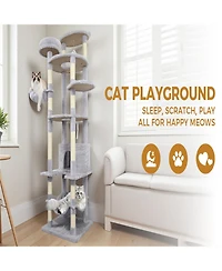 Aostirmotor 78.8 in Light Gray Cat Tree Tower with Wide Base