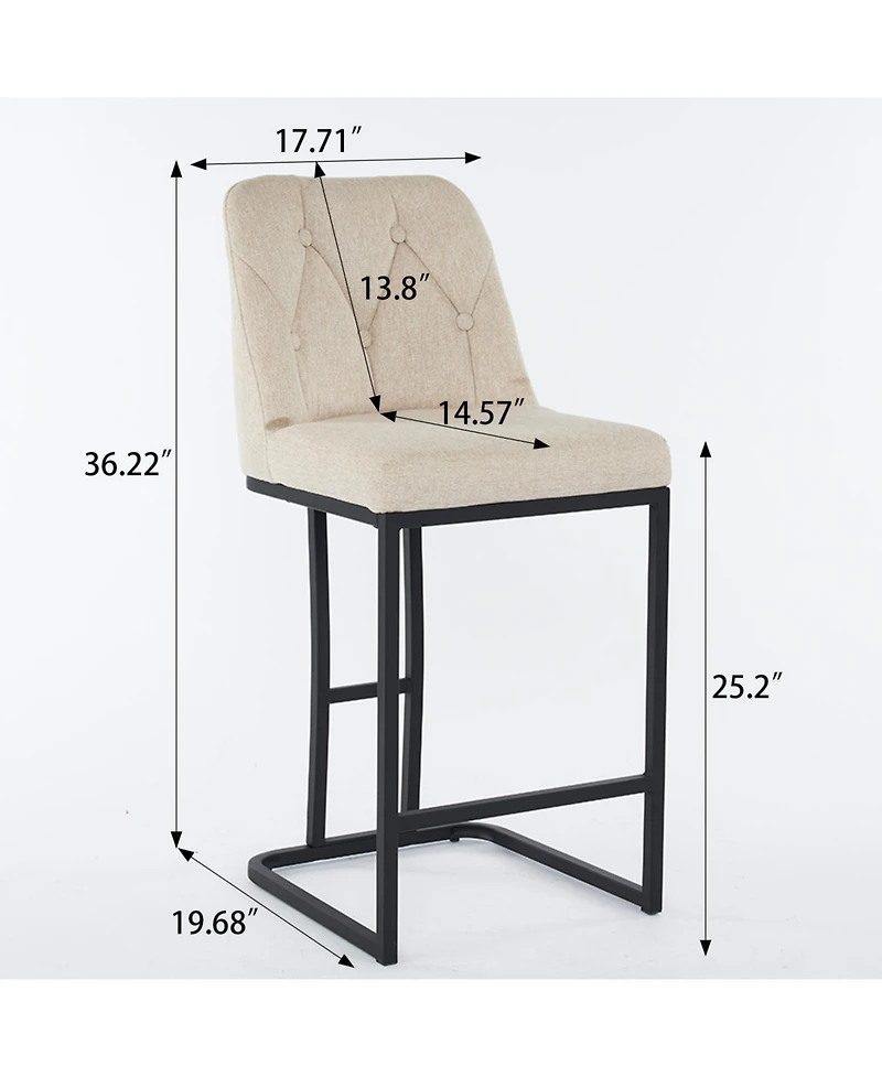 Streamdale Modern Upholstered Bar Stool, Set of 2, Beige