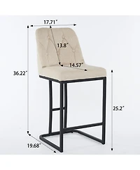 Streamdale Modern Upholstered Bar Stool, Set of 2, Beige