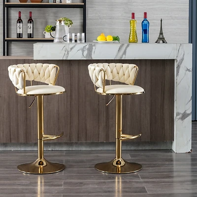 Streamdale Furniture Adjustable Height Bar Stools with Chrome Accents (Set of 2)