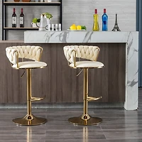 Streamdale Furniture Adjustable Height Bar Stools with Chrome Accents (Set of 2)