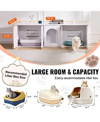 Cozito Extra-Long Wooden Litter Box Enclosure, 57.9", White