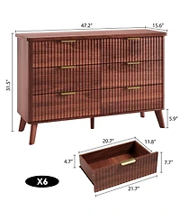 gaomon Fluted Dresser for Bedroom with 6 Deep Drawers