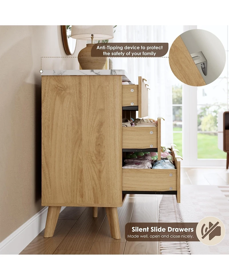 gaomon Fluted Dresser for Bedroom with 6 Deep Drawers