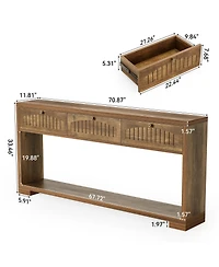 Tribesigns 70.8-Inch Long Console Table with 3 Drawers, Farmhouse Narrow Entryway Table & Sofa Table