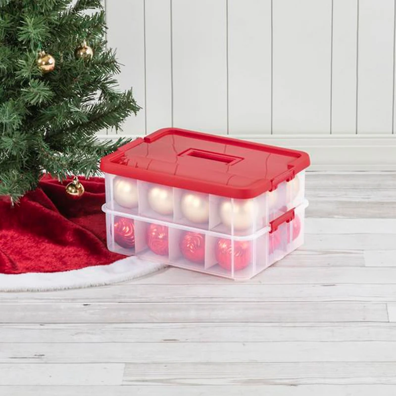 Sterilite 24 Compartment Stack and Carry Christmas Ornament Storage Box (4 Pack)