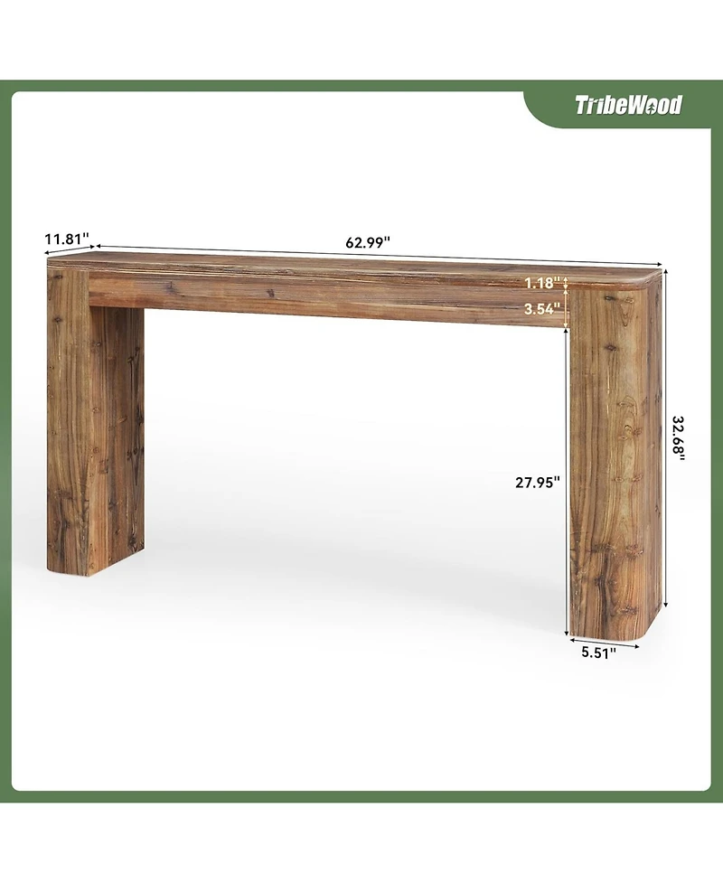 Tribesigns Solid Wood Console Table, 63-Inch Farmhouse Entryway Sofa Table Behind Couch for Living Room Hallway, Foyer