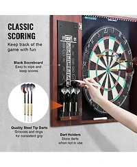 Sugift Dartboard and Cabinet Set with Led Light Official Size Game Bundle
