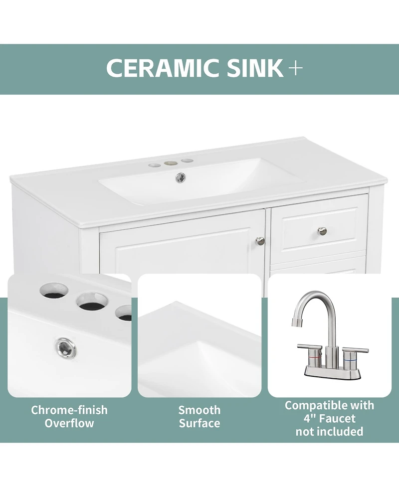 Cesicia 36 in. Freestanding Bathroom Vanity Cabinet with Ceramic Sink