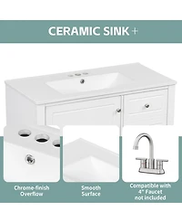 Cesicia 36 in. Freestanding Bathroom Vanity Cabinet with Ceramic Sink