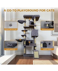 Aostirmotor 84.6 in Dark Gray Cat Tree Tower with Wide Base