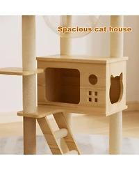 Aostirmotor 48.8" Modern Cat Tower with Sisal-Covered Scratching Posts and Top Perch