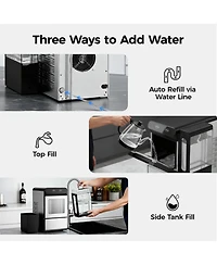 Euhomy 26.5lbs/24H Countertop Nugget ice Maker in Black Stainless Steel with Visual Door and 3.3lbs Ice Basket