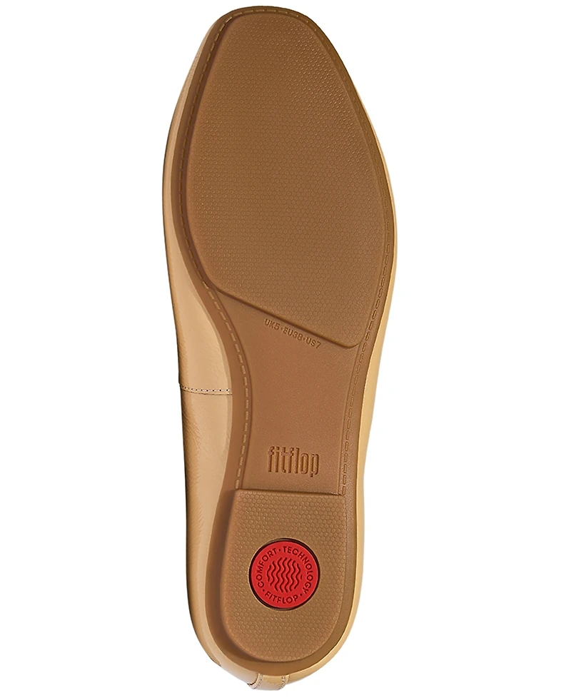 FitFlop Women's Delicato Bow Textured Patent-Leather Ballet Flats