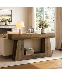 Tribesigns 63" Farmhouse Console Table with Storage, Rustic Long Sofa Table for Entryway & Behind Couch, Narrow Hallway Table