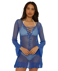 Becca Women's Treasure Island Crochet Knit Swimsuit Sweater