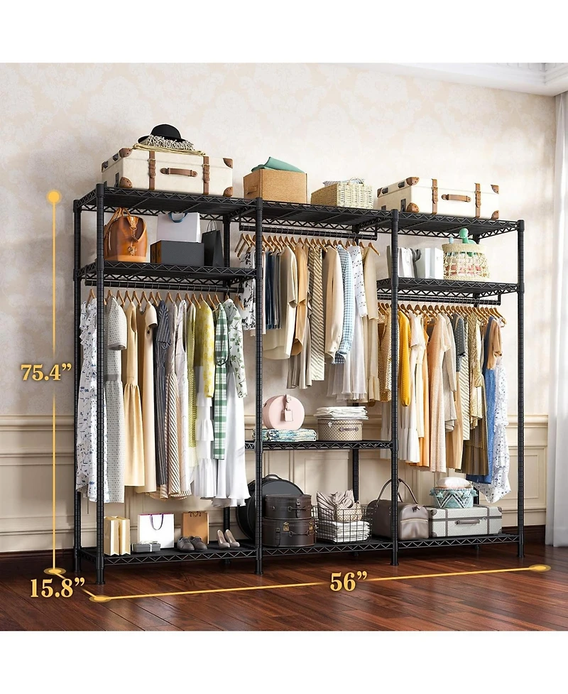 Raybee Heavy Duty Portable Adjustable Clothes Rack 795 lbs Load Garment Rack