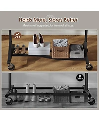 Raybee Clothes Rack, 400LBS Clothing Rack for Hanging Clothes 200+, Extendable Rolling Clothes Rack with Sturdy Wheels & Shelves