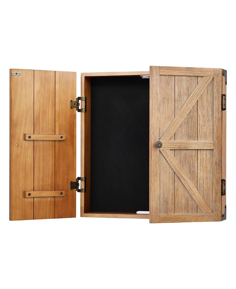 Sugift Dartboard Cabinet Solid Wood Hideaway Cabinet with Scoreboard (No Dartboard)