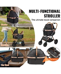 Cozito 4-Wheel Pet Stroller with Detachable Carrier, Holds up to 66 lbs., Black