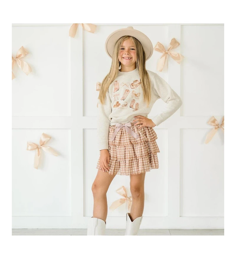 Sweet Wink Little and Big Girls Gingham Printed Tulle Tiered Tutu Skirt