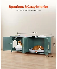 Cozito 47.2" 4-Door Wooden Litter Box Enclosure for Multi-Cats