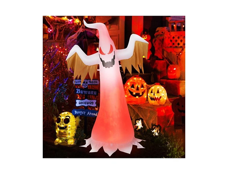 Mondawe 6 ft Halloween Inflatable Ghost Quick Blow up Halloween Decor with Led Lights