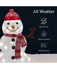 Best Choice Products 2D Lighted Snowman Family Set Outdoor Yard Decor w/ Led Lights 