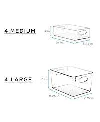 Sorbus 8 Piece Clear Plastic Storage Bins - for Kitchen, Fridge, Cabinet, Pantry Organization and Storage