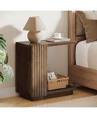 Tribesigns Solid Wood Side Table, C Shaped Sofa End Table, Space-Saving Small Nightstand