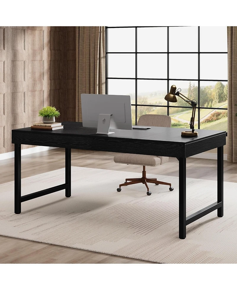 Tribesigns 55" Industrial Executive Desk, Rustic Simple Computer Laptop Desk, Study Writing Table Business Workstation