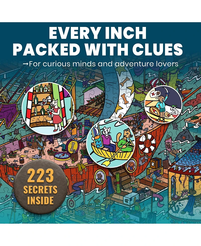 Quokka 1000 Piece Puzzle for Adults with 223 Hidden Secrets & Audio Story – Blush Lotus Kingdom