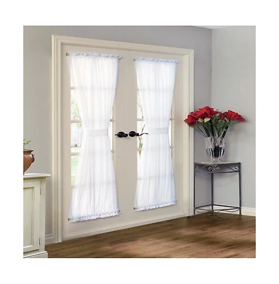 Thermavoile Rhapsody Lined Light Filtering Window Treatment for Doors Rod Pocket Curtain Door Panel 54" x 72" White