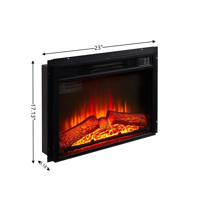 Flynama Electric Fireplace Insert 23" 1400W 120V ,Equipped with remote control, ultra thin heater with log set & realistic flame