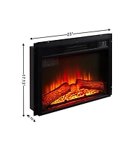 Flynama Electric Fireplace Insert 23" 1400W 120V ,Equipped with remote control, ultra thin heater with log set & realistic flame