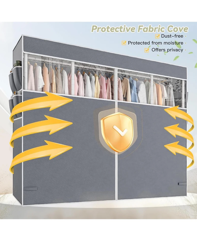 Raybee Clothes Rack with Cover,1150LBS Heavy Duty Clothing Rack for Hanging Clothes,Adjustable Portable