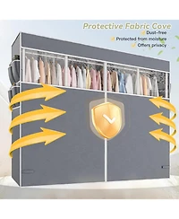 Raybee Clothes Rack with Cover,1150LBS Heavy Duty Clothing Rack for Hanging Clothes,Adjustable Portable