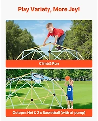 Mecale Climbing Dome, 10 ft Geometric Dome Climber with 2 Basketballs and Octopus Net, 1000 lb Capacity for Kids Ages 3–10