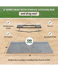Yard Tuff 6' Spike Drag with Surface Leveling Bar and Drag Mat for Atv/UTVs