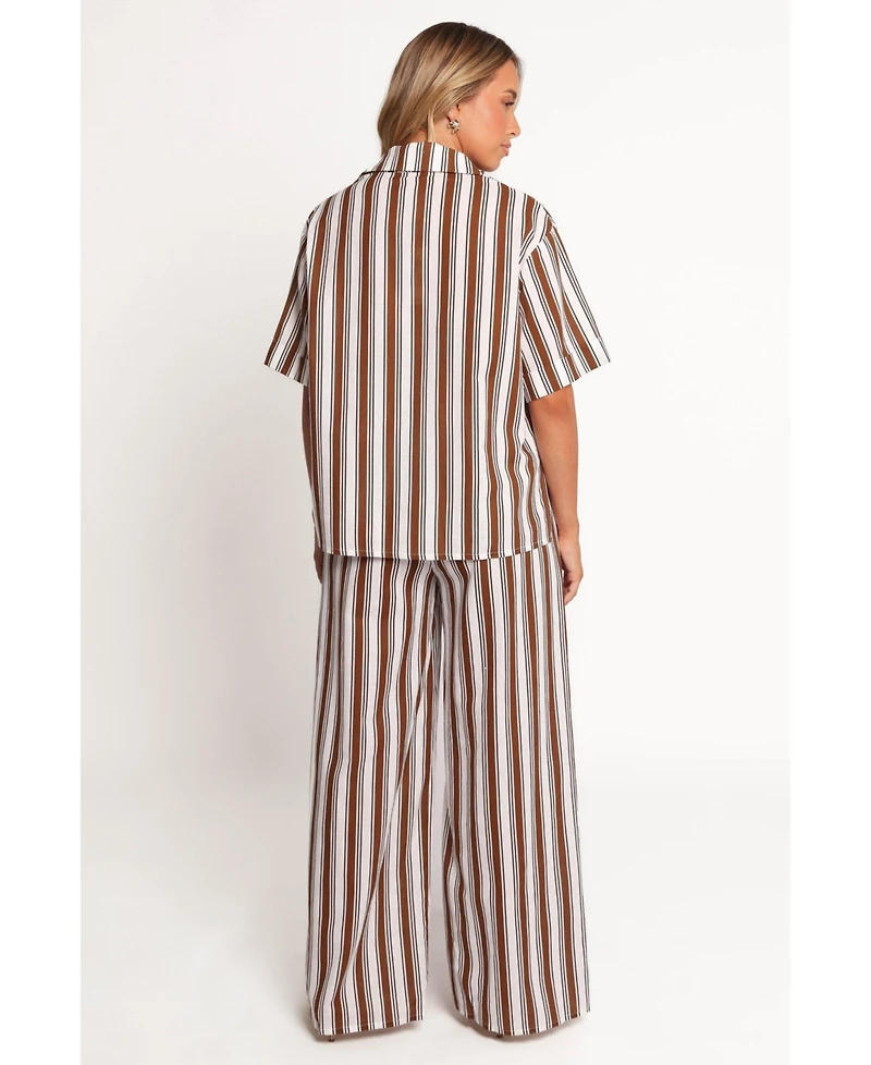 Petal and Pup Women's Thalia Wide Leg Pant - Chocolate Stripe