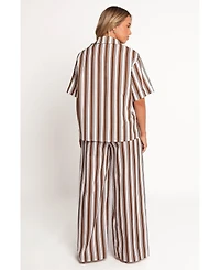 Petal and Pup Women's Thalia Wide Leg Pant - Chocolate Stripe