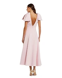 Mac Duggal Women's Crepe A Line Midi Dress with Bow Straps