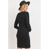 Hello Miz Maternity Ribbed Knit Long Sleeve Dress